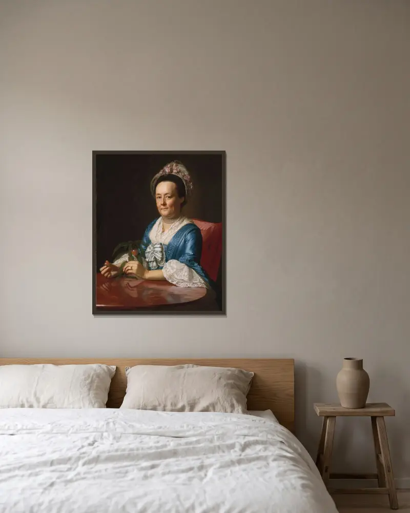 Mrs. John Winthrop av John Singleton Copley inramad på en vägg