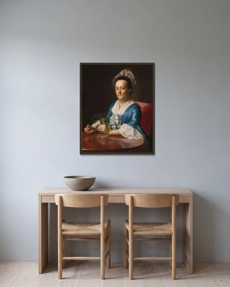Mrs. John Winthrop av John Singleton Copley inramad på en vägg
