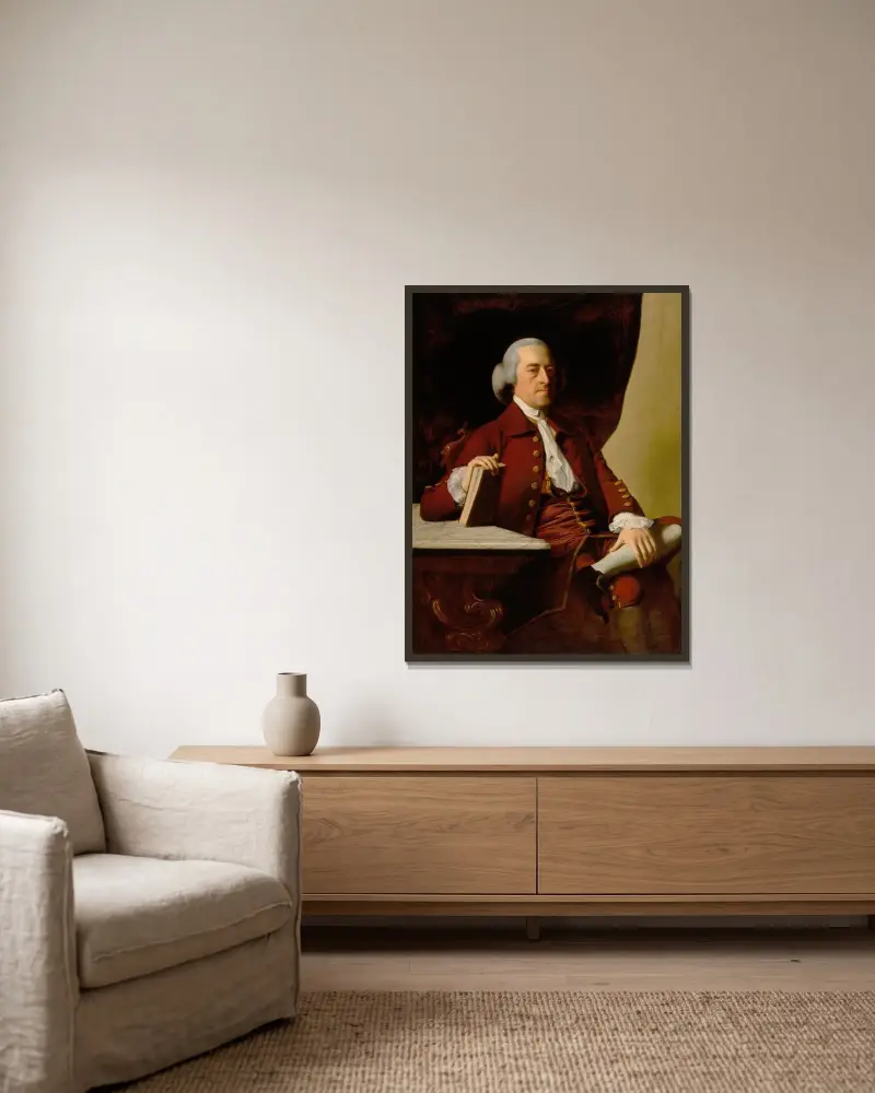 Porträtt av Joseph Scott av John Singleton Copley inramad på en vägg
