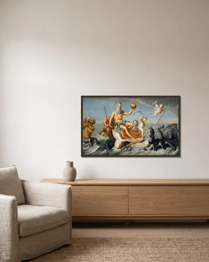 Neptunus återkomst av John Singleton Copley inramad på en vägg