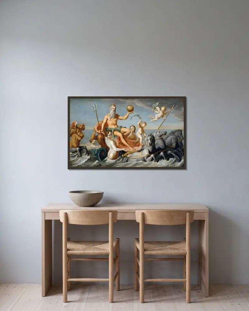 Neptunus återkomst av John Singleton Copley inramad på en vägg