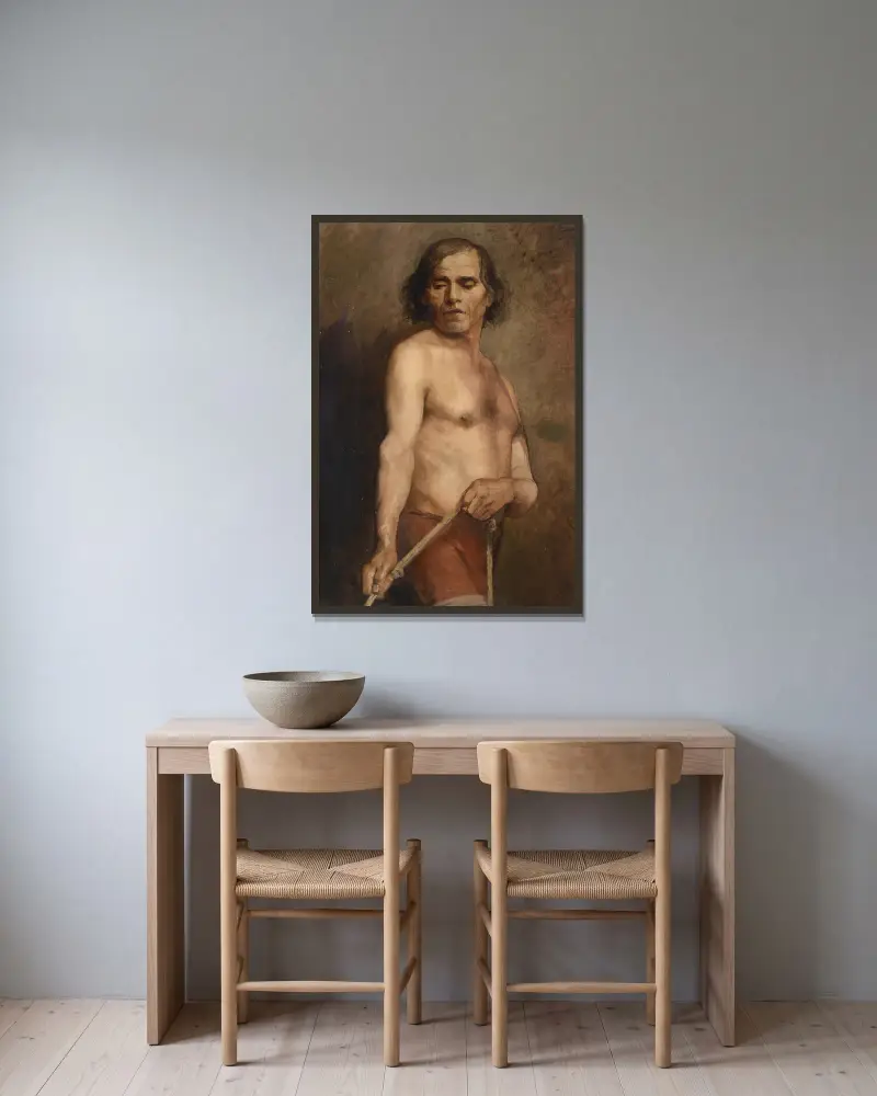 A Male Nude Standing av Anna Bilińska-Bohdanowicz inramad på en vägg