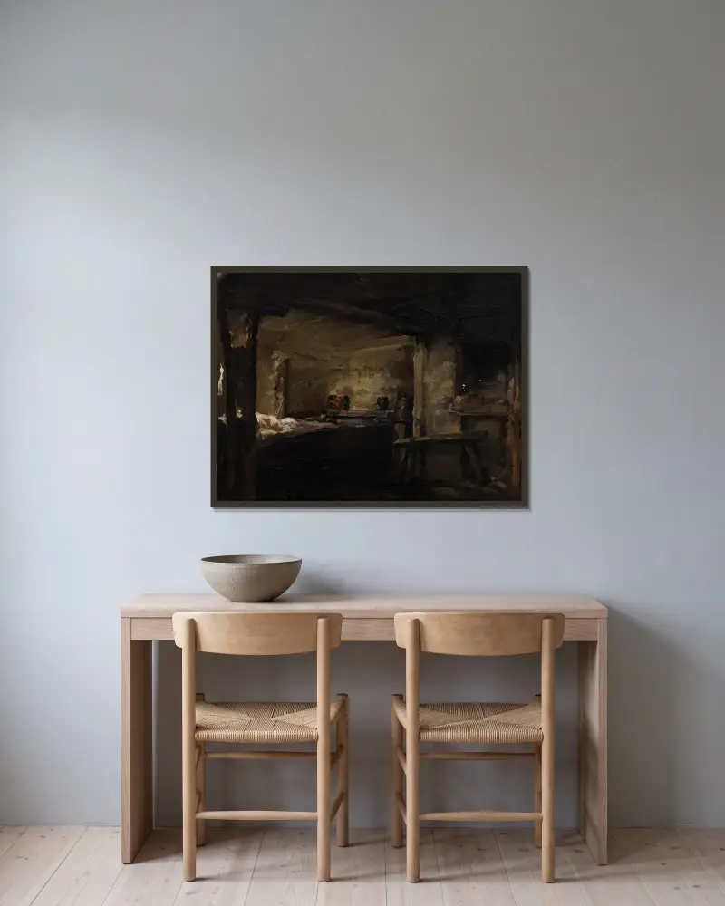 Interior of a Cottage av Anna Bilińska-Bohdanowicz inramad på en vägg