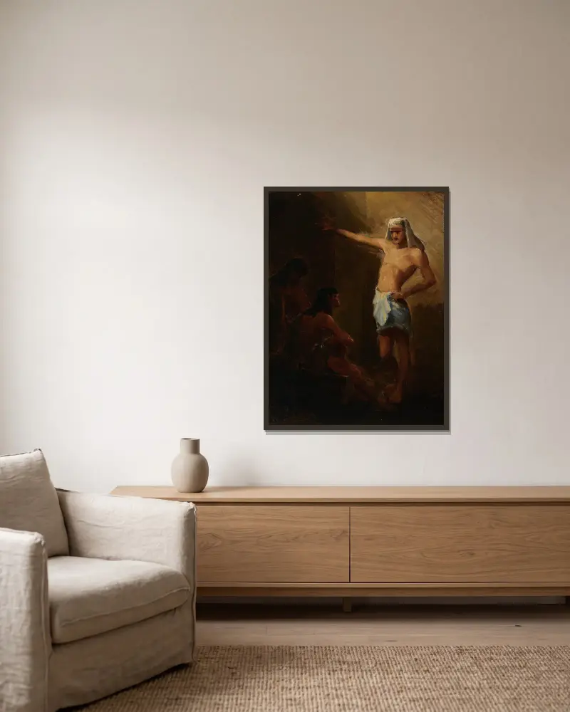 Joseph Interprets Prisoners’ Dreams in Egyptian Slavery av Anna Bilińska-Bohdanowicz inramad på en vägg