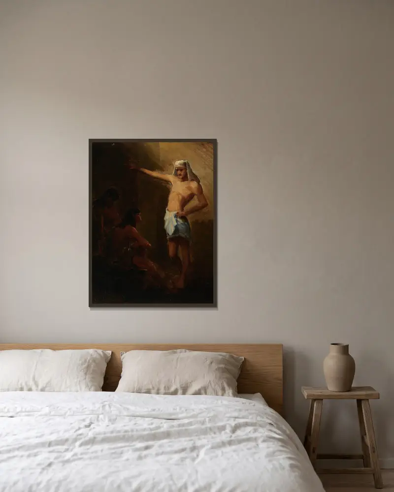 Joseph Interprets Prisoners’ Dreams in Egyptian Slavery av Anna Bilińska-Bohdanowicz inramad på en vägg