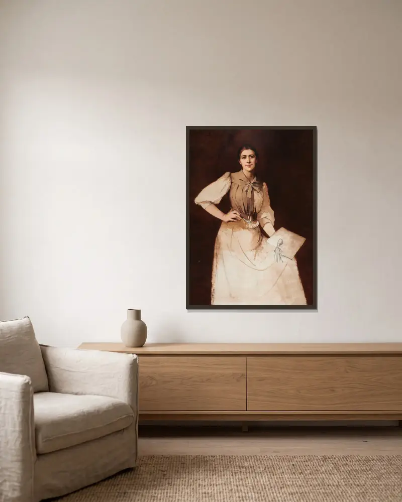 Selbstporträt von Anna Bilińska-Bohdanowicz gerahmt an einer Wand