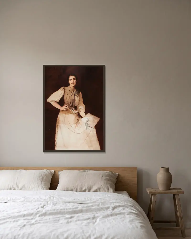 Selbstporträt von Anna Bilińska-Bohdanowicz gerahmt an einer Wand
