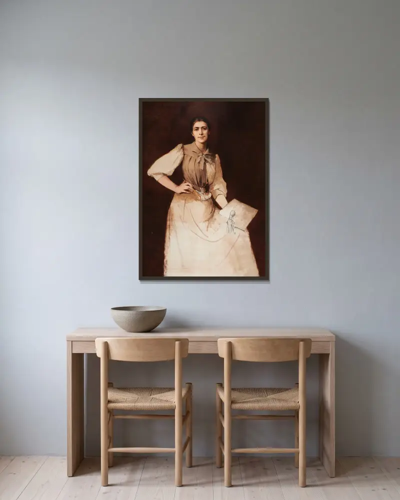 Selbstporträt von Anna Bilińska-Bohdanowicz gerahmt an einer Wand