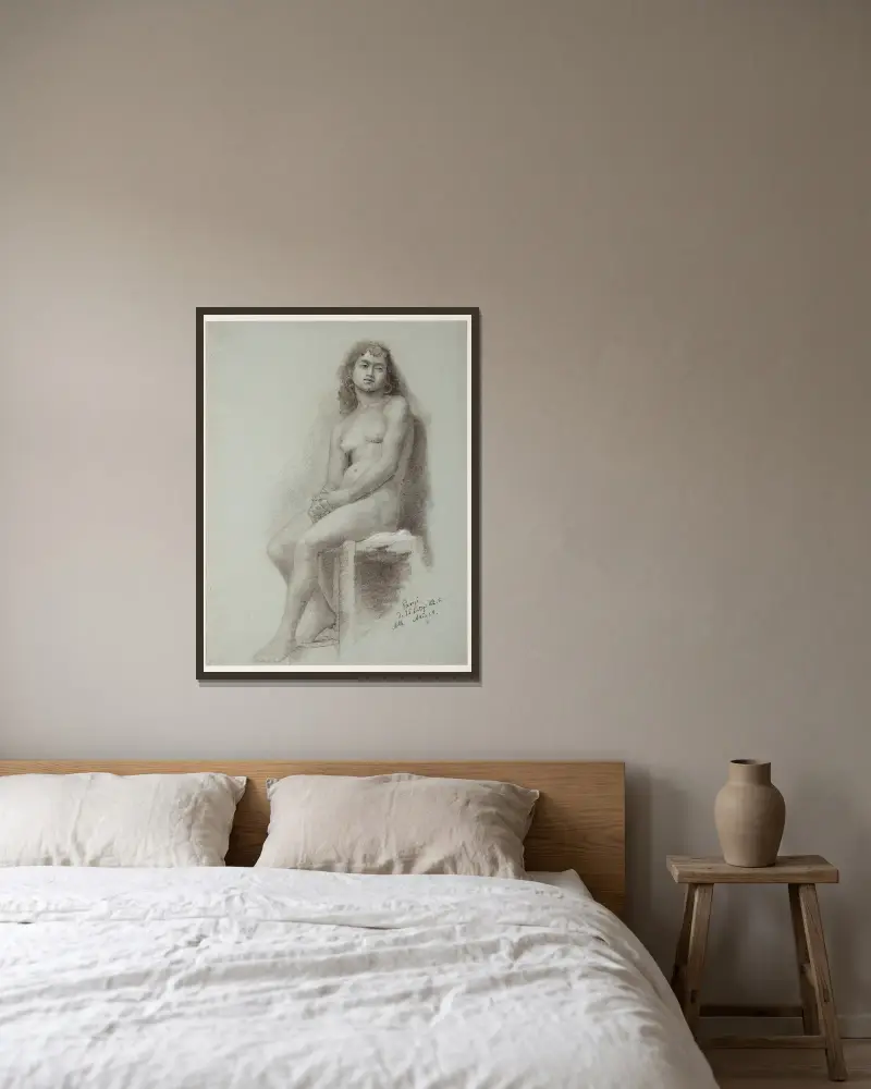 Sitting Female Nude – academic study av Anna Bilińska-Bohdanowicz inramad på en vägg