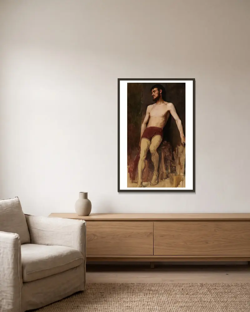 Study of a Male Nude, 1885 – nr 2 av Anna Bilińska-Bohdanowicz inramad på en vägg