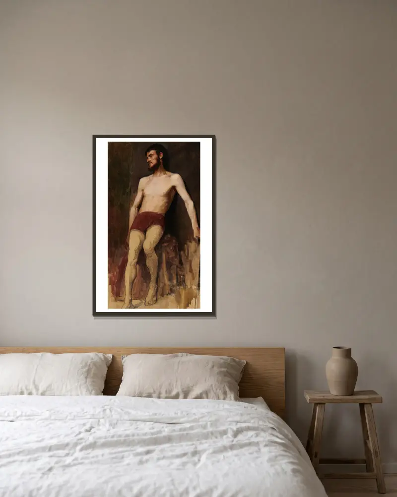 Study of a Male Nude, 1885 – nr 2 av Anna Bilińska-Bohdanowicz inramad på en vägg