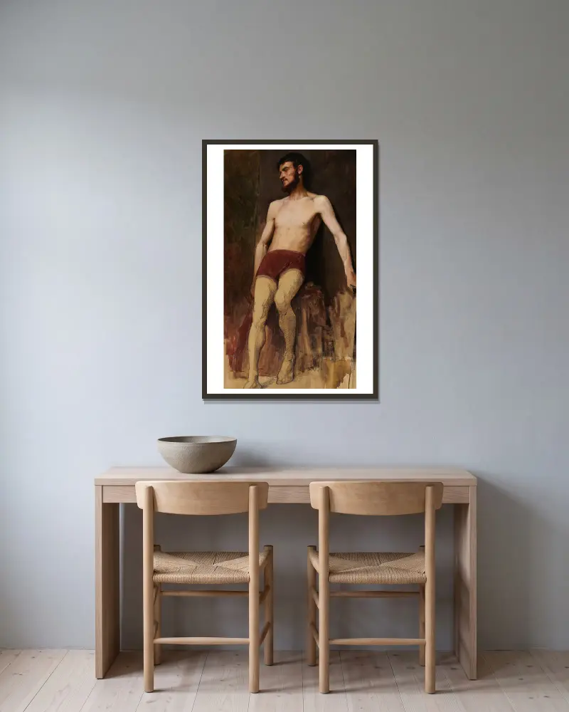 Study of a Male Nude, 1885 – nr 2 av Anna Bilińska-Bohdanowicz inramad på en vägg