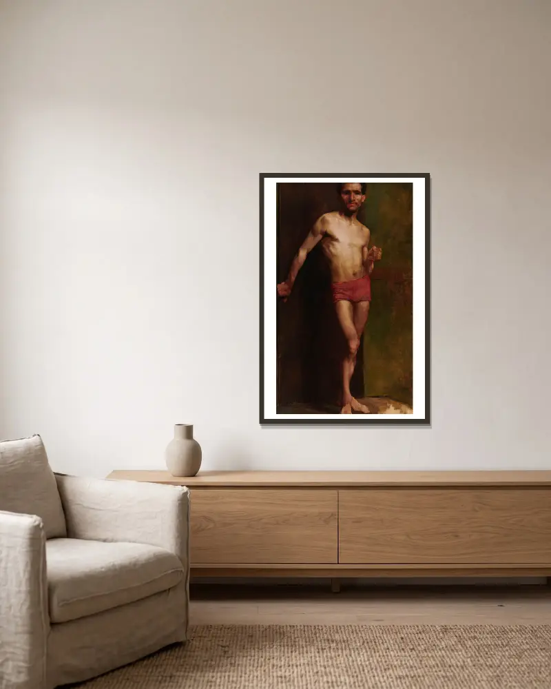 Study of a Male Nude, 1885 – nr 1 av Anna Bilińska-Bohdanowicz inramad på en vägg
