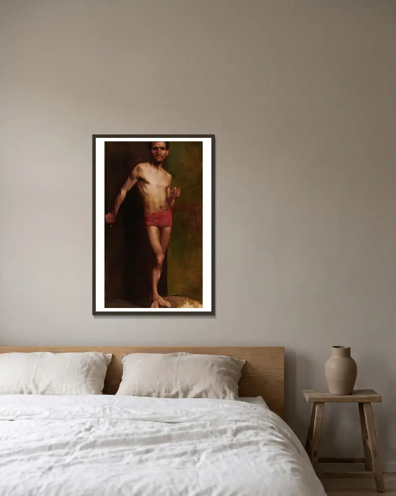 Study of a Male Nude, 1885 – nr 1 av Anna Bilińska-Bohdanowicz inramad på en vägg