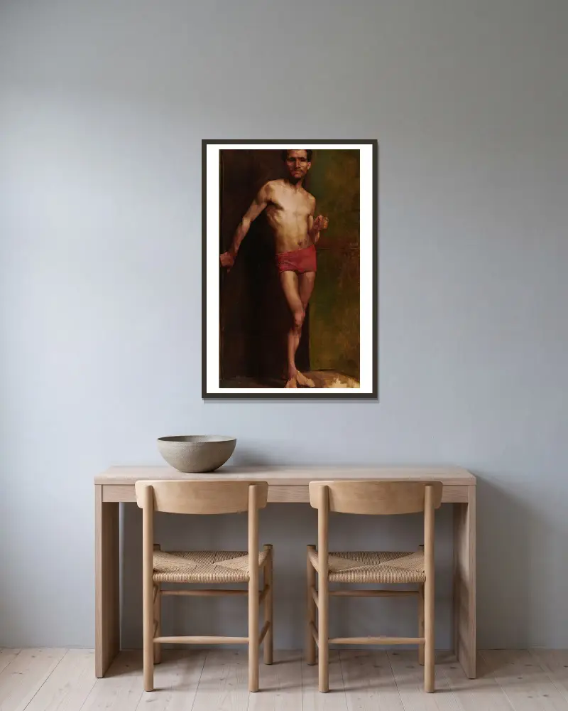 Study of a Male Nude, 1885 – nr 1 av Anna Bilińska-Bohdanowicz inramad på en vägg