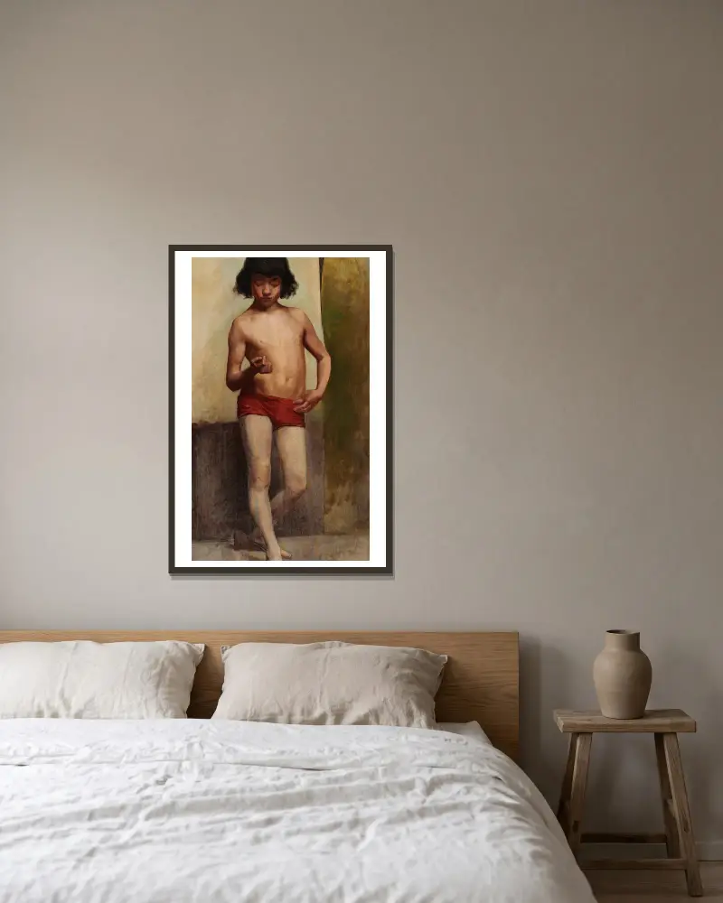 Study of a Nude Boy av Anna Bilińska-Bohdanowicz inramad på en vägg