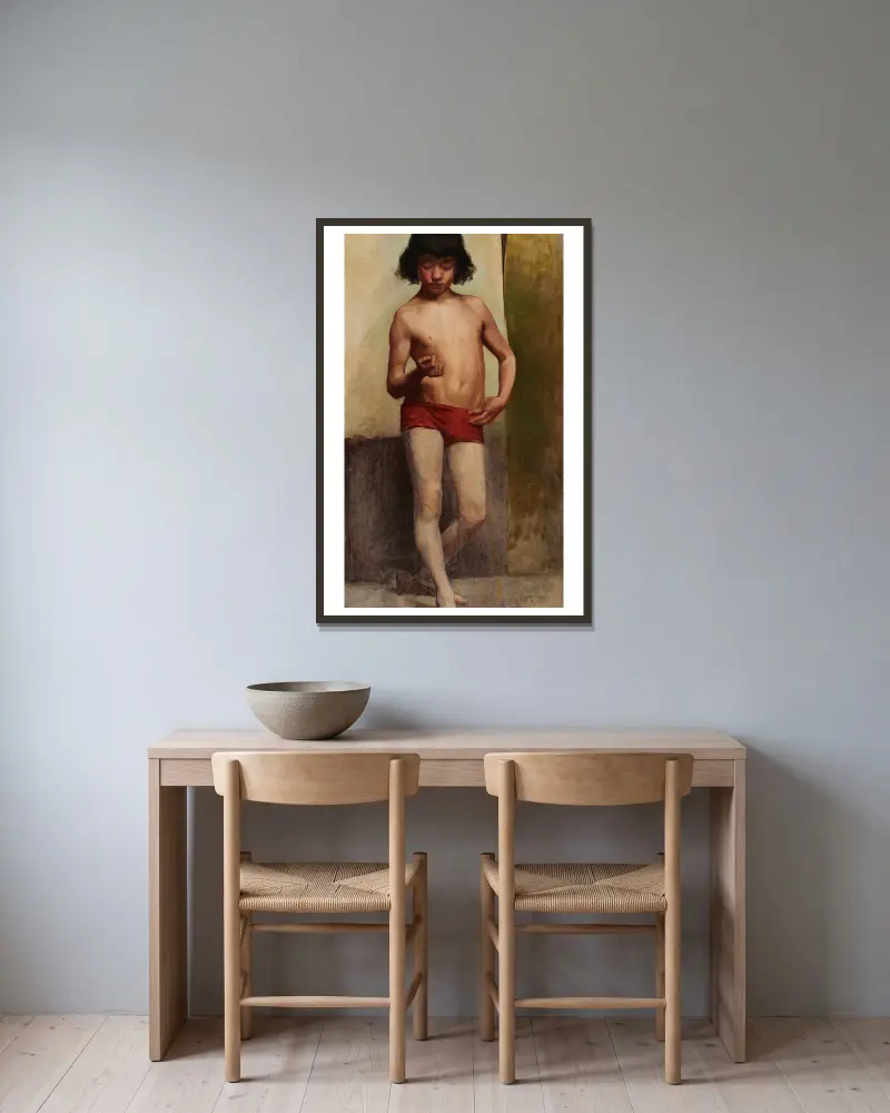 Study of a Nude Boy av Anna Bilińska-Bohdanowicz inramad på en vägg