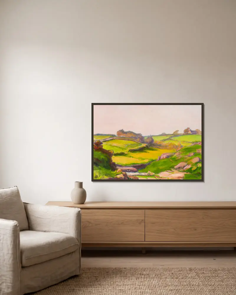 Feld in Janowiec von Władysław Ślewiński gerahmt an einer Wand