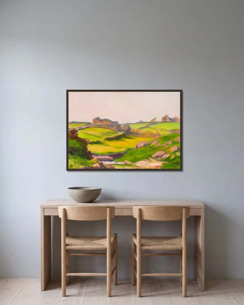 Feld in Janowiec von Władysław Ślewiński gerahmt an einer Wand