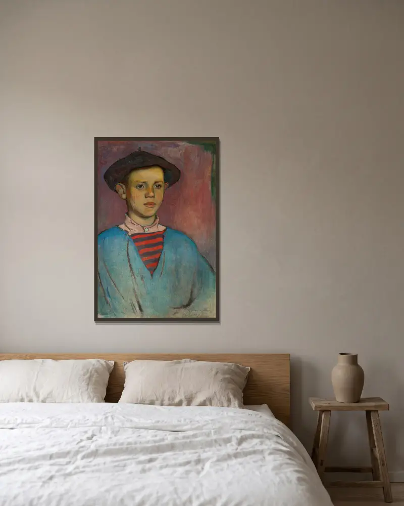 Portrait of a young fisherman av Władysław Ślewiński inramad på en vägg