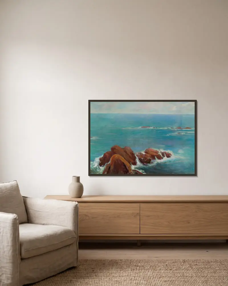 Felsen in Belle-Île von Władysław Ślewiński gerahmt an einer Wand