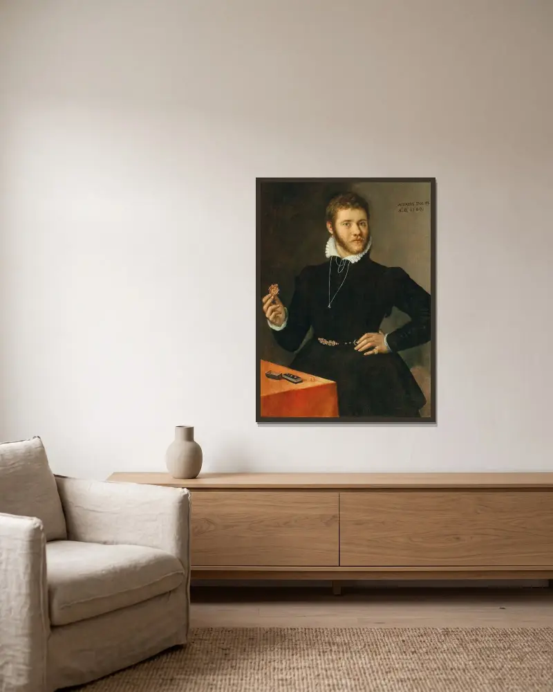 Portrait Of A Goldsmith av Sofonisba Anguissola inramad på en vägg