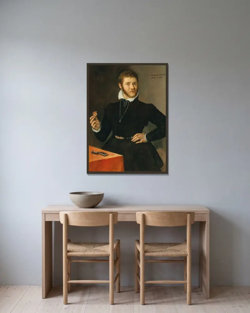 Portrait Of A Goldsmith av Sofonisba Anguissola inramad på en vägg