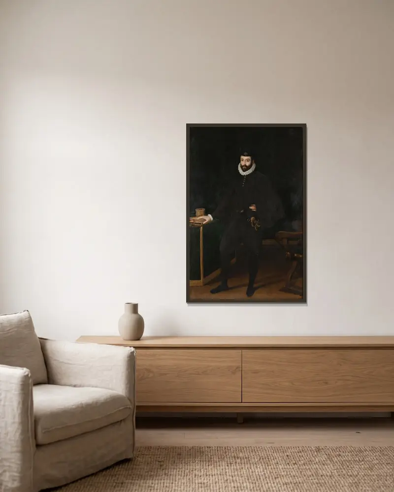 Porträtt av Francesco I de Medici, storhertig av Toscana av Sofonisba Anguissola inramad på en vägg