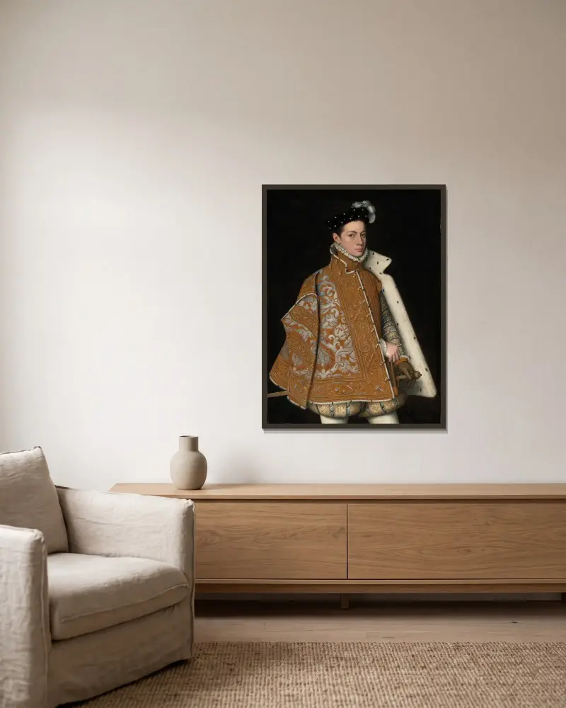 Portrait of Prince Alessandro Farnese (1545-1592), later Duke of Parma and Piacenza av Sofonisba Anguissola inramad på en vägg