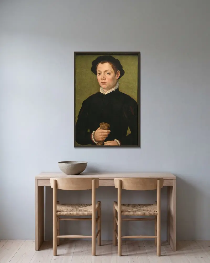 Young Man av Sofonisba Anguissola inramad på en vägg