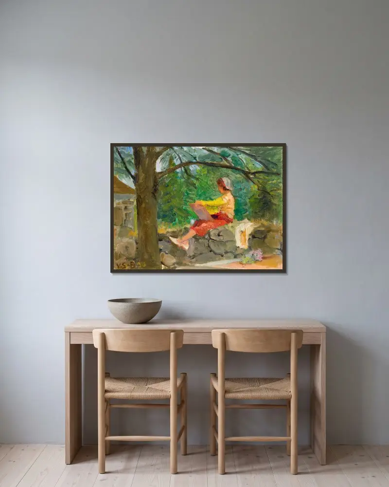 Künstlerfreund zeichnet von Venny Soldan-Brofeldt gerahmt an einer Wand