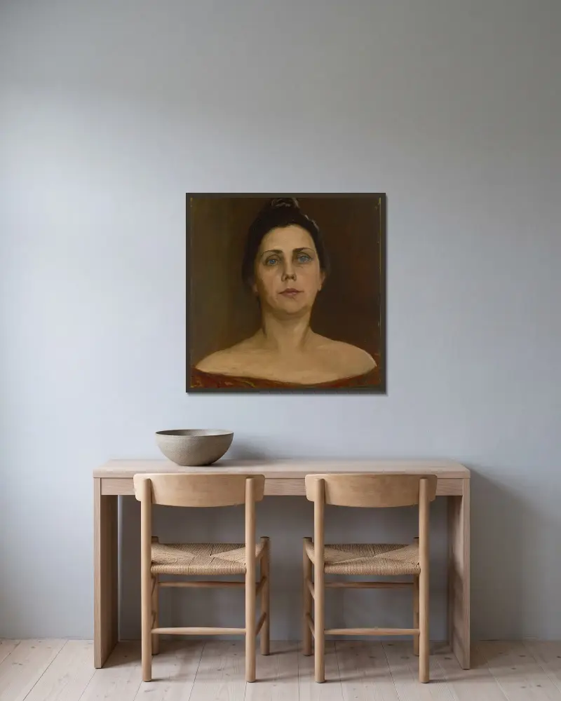 Portrait of Sigrid af Forselles av Venny Soldan-Brofeldt inramad på en vägg