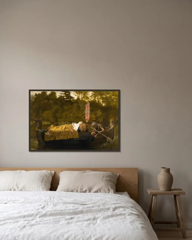Elaine av Sophie Anderson inramad på en vägg