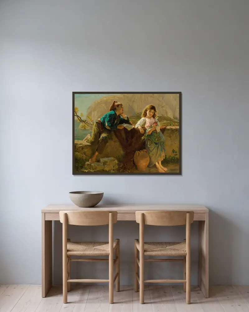 Fiskarbarn, Capri av Sophie Anderson inramad på en vägg