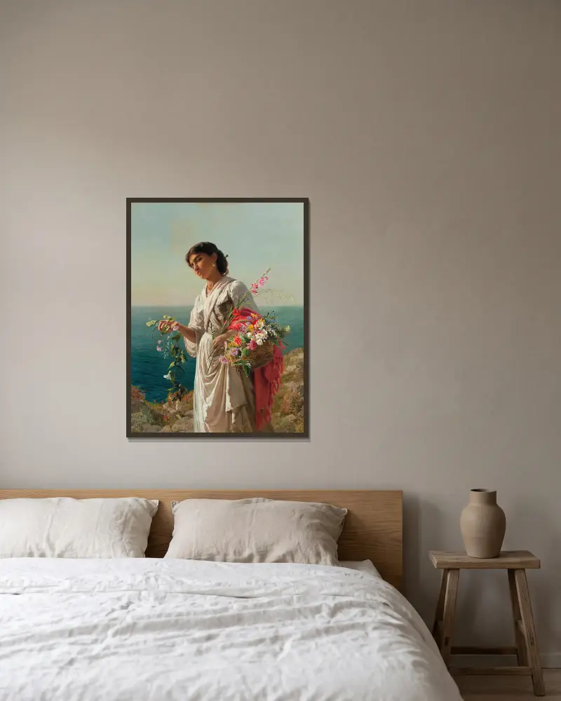 The Flower Girl, Capri av Sophie Anderson inramad på en vägg