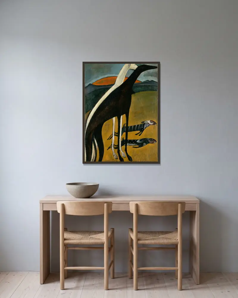 Greyhounds von Amadeo de Souza-Cardoso gerahmt an einer Wand