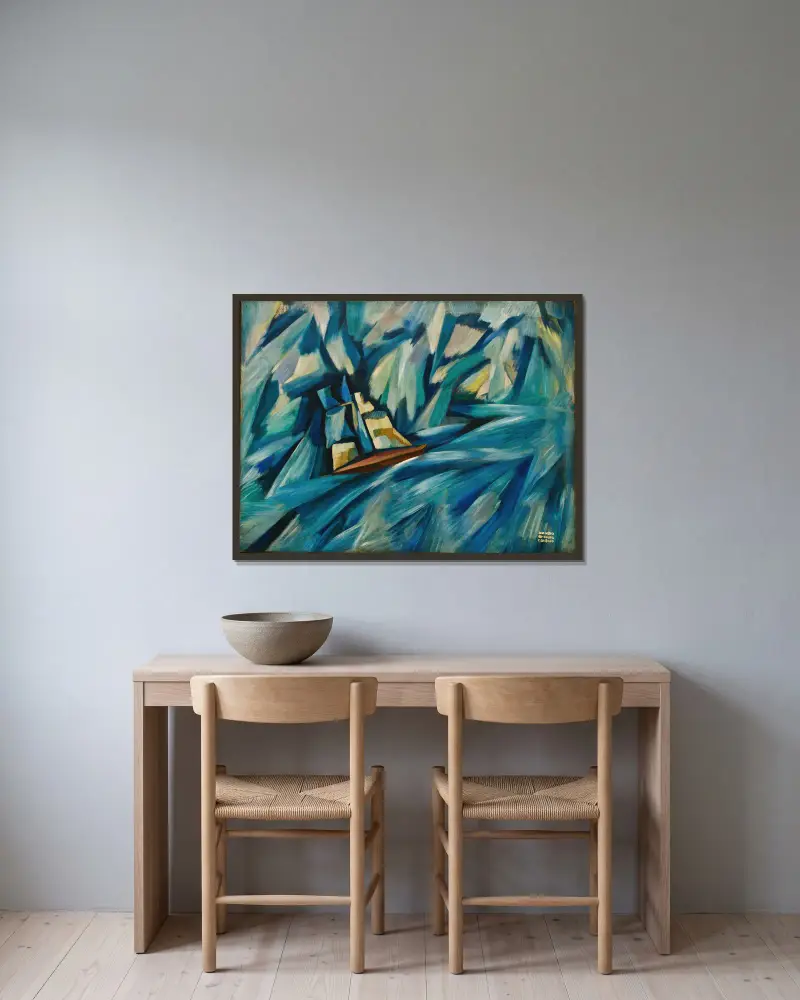 Segelboot von Amadeo de Souza-Cardoso gerahmt an einer Wand
