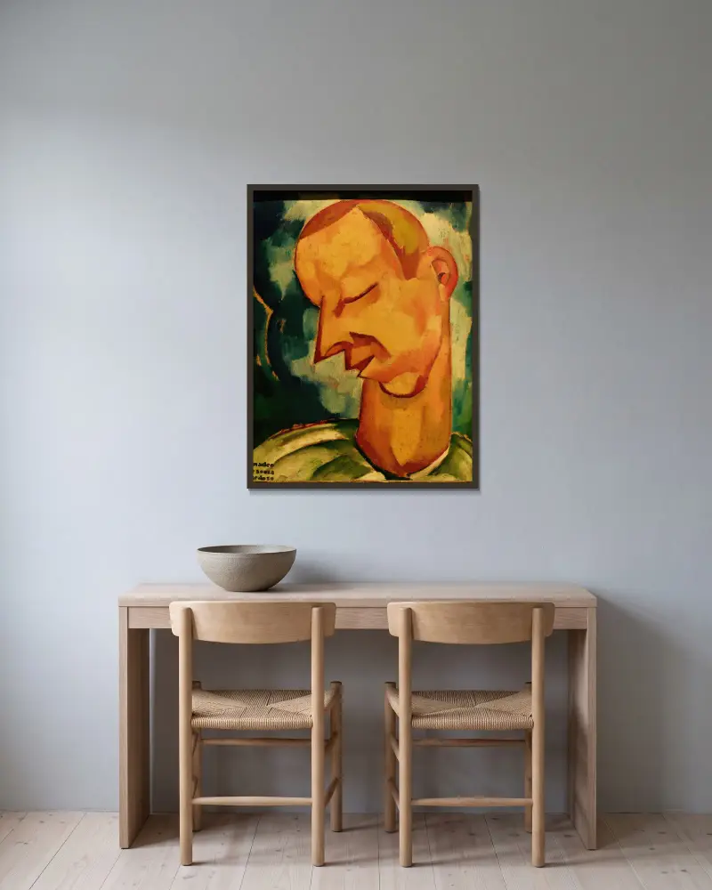 Der arme Tor von Amadeo de Souza-Cardoso gerahmt an einer Wand