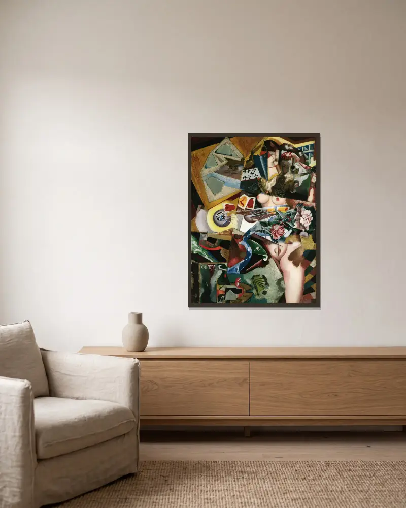 Ohne Titel (Coty), 1917 – Nr. 1 von Amadeo de Souza-Cardoso gerahmt an einer Wand