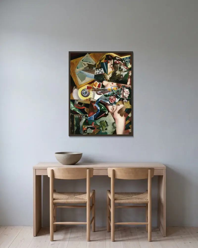 Ohne Titel (Coty), 1917 – Nr. 1 von Amadeo de Souza-Cardoso gerahmt an einer Wand