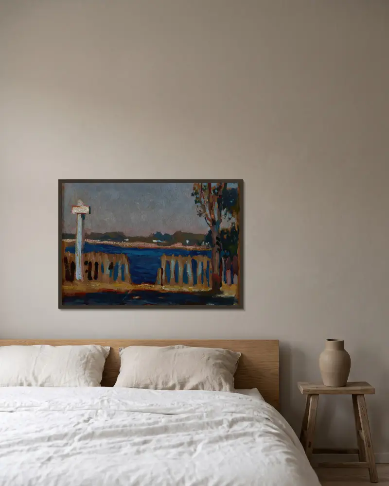 Zaun am Fluss von Jan Stanisławski gerahmt an einer Wand