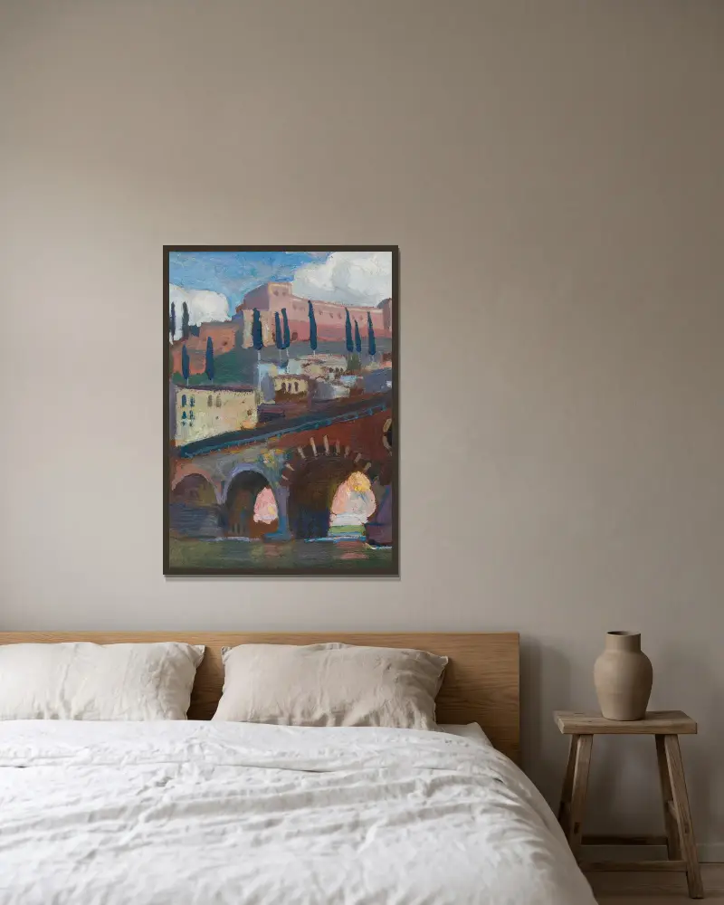 Fortress in Verona av Jan Stanisławski inramad på en vägg