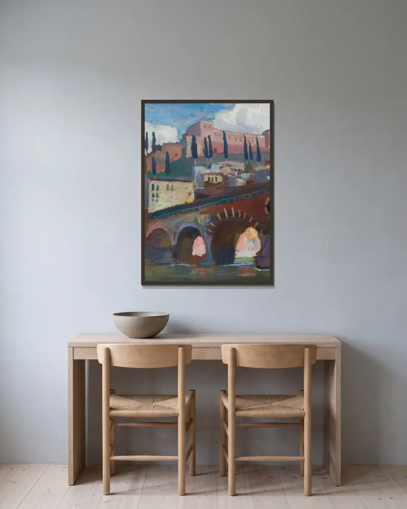Fortress in Verona av Jan Stanisławski inramad på en vägg