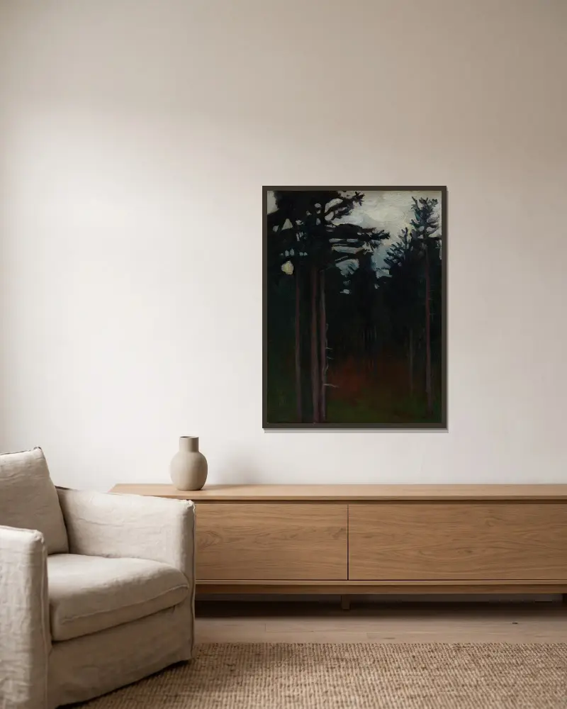 Im Wald von Jan Stanisławski gerahmt an einer Wand