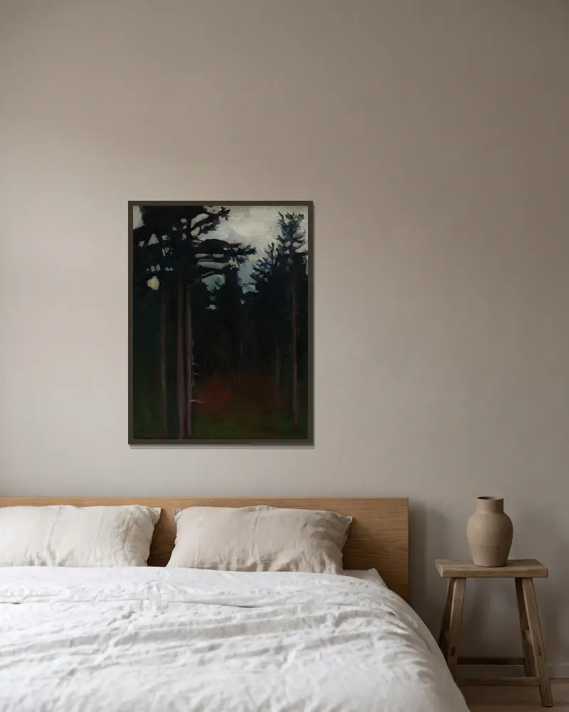 Im Wald von Jan Stanisławski gerahmt an einer Wand