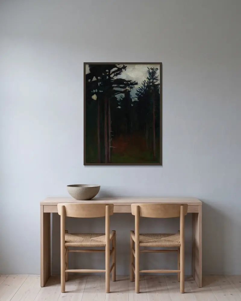 Im Wald von Jan Stanisławski gerahmt an einer Wand