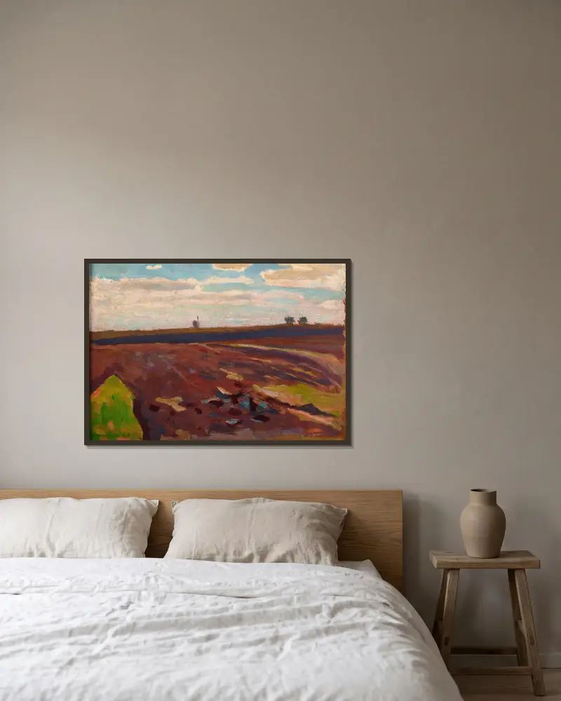 Frühlingsgepflügter Acker von Jan Stanisławski gerahmt an einer Wand
