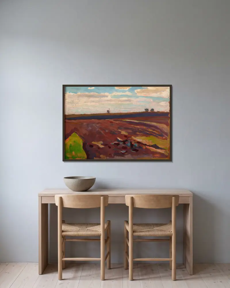 Frühlingsgepflügter Acker von Jan Stanisławski gerahmt an einer Wand