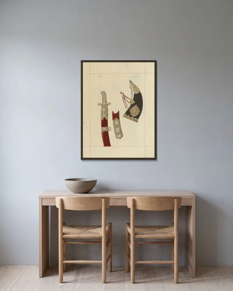 Polska vapen och rustningar, plansch 31 av Boleslaw Starzyński inramad på en vägg
