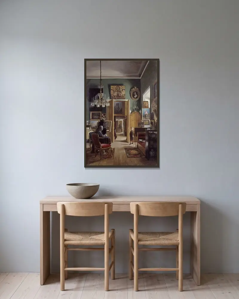Interior of the Painter’s Home in Stockholm av Carl Stefan Bennet inramad på en vägg